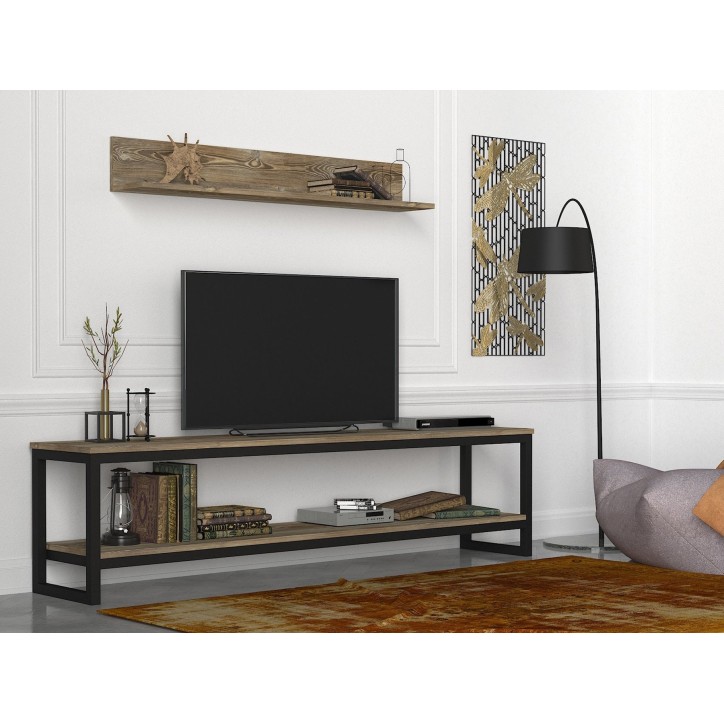 Mueble TV con estante Wanna-Patik negro nogal