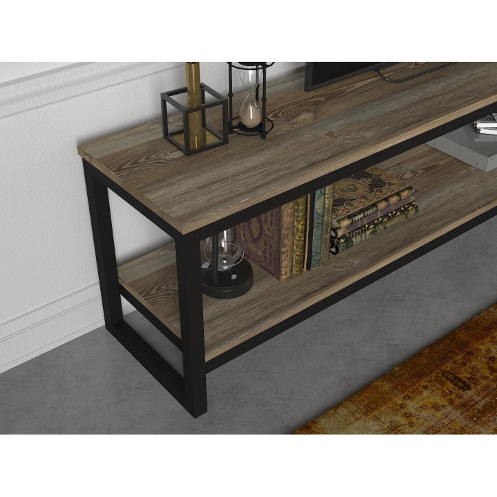 Mueble TV con estante Wanna-Patik negro nogal