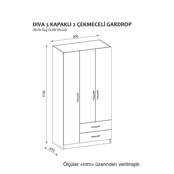 Armario Diva 3 Kapak 2 Çekmece blanco - 756FRN3902