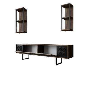 Mueble TV con estante Line negro nogal - 618BLY1141