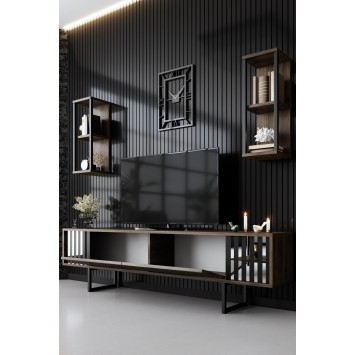 Mueble TV con estante Chrome Line negro nogal - 618BLY1144