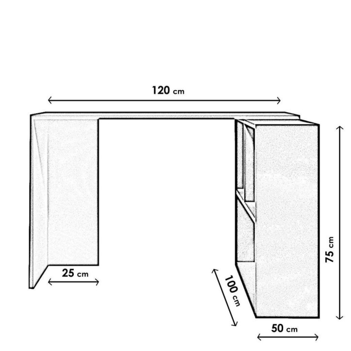 Escritorio de estudio Massası L157 blanco negro