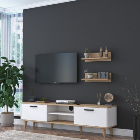 Mueble TV con estante M48 1043 nogal blanco