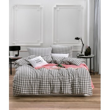 Juego ropa de cama Super King Ranforce İlove  blanco negro