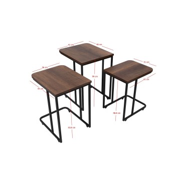 Set mesas de café (3 piezas) Ce Metal Zigon-9401 negro nogal - 974NMB1234