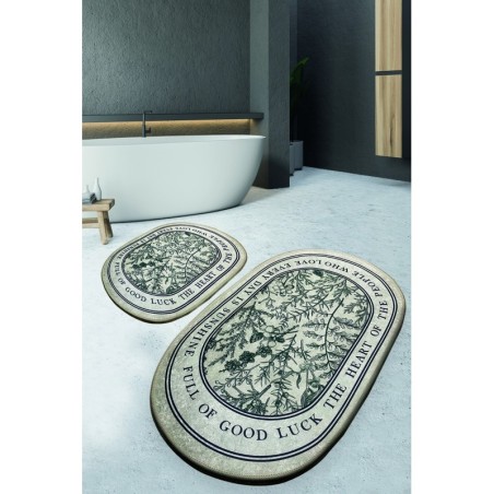 Alfombra de baño Set (2 piezas) Fullof verde beige