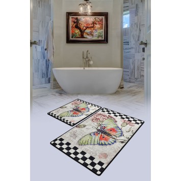 Alfombra de baño Set (2 piezas) Mariposa multicolor