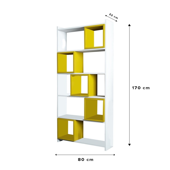 Librería Box blanco amarillo