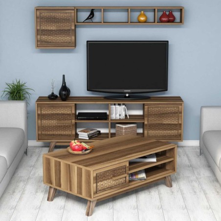 Conjunto de muebles de salón Ayla nogal