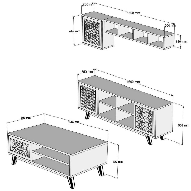 Conjunto de muebles de salón Ayla nogal