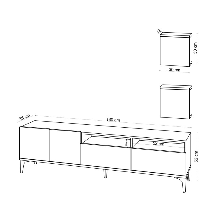 Mueble TV con estante Lupin roble