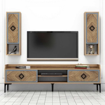 Mueble TV con estante Samba azul nogal - 845HCT3074