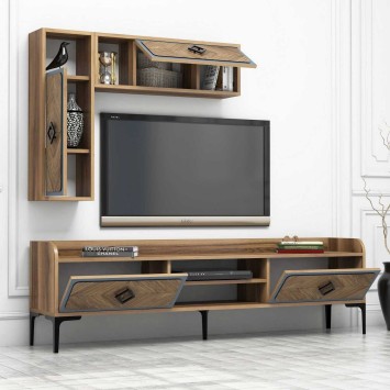 Mueble TV con estante Samba azul nogal - 845HCT3074