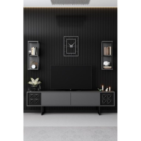 Mueble TV con estante Line antracita negro