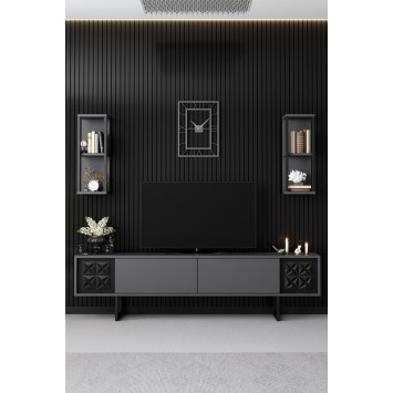 Mueble TV con estante Line antracita negro - 618BLY1139