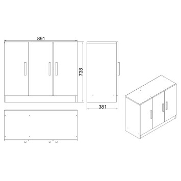 Mueble auxiliar Vario E roble negro - 956LCS1502