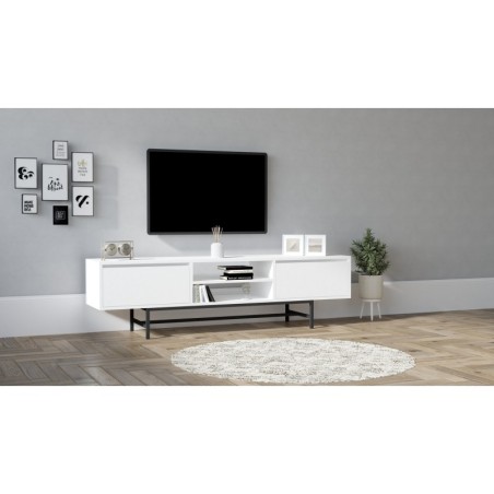 Mueble TV con estante Tauber blanco