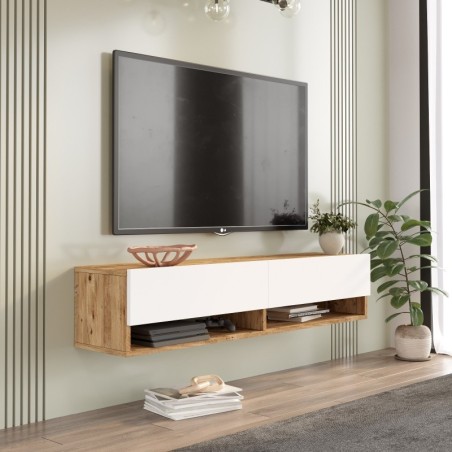 Mueble TV con estante FR11-AW pino atlántico blanco