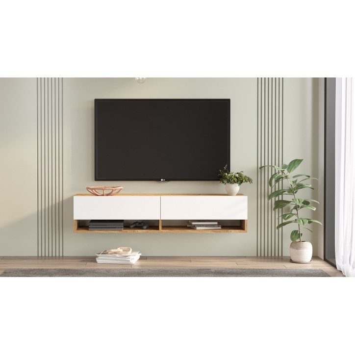 Mueble TV con estante FR11-AW pino atlántico blanco