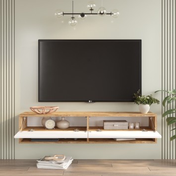 Mueble TV con estante FR11-AW pino atlántico blanco - 956LCS1678