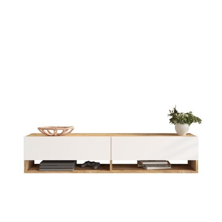 Mueble TV con estante FR11-AW pino atlántico blanco