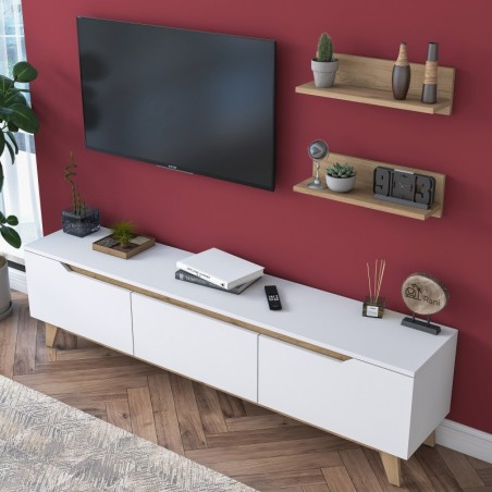 Mueble TV con estante M48 2580 nogal blanco