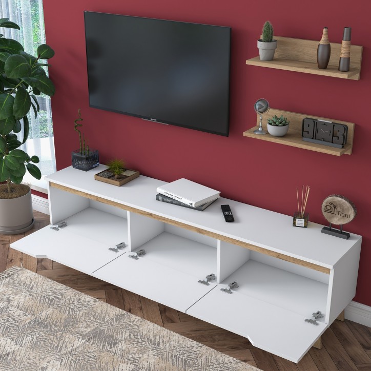 Mueble TV con estante M48 2580 nogal blanco