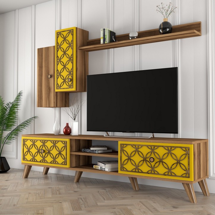 Mueble TV con estante Class S amarillo nogal