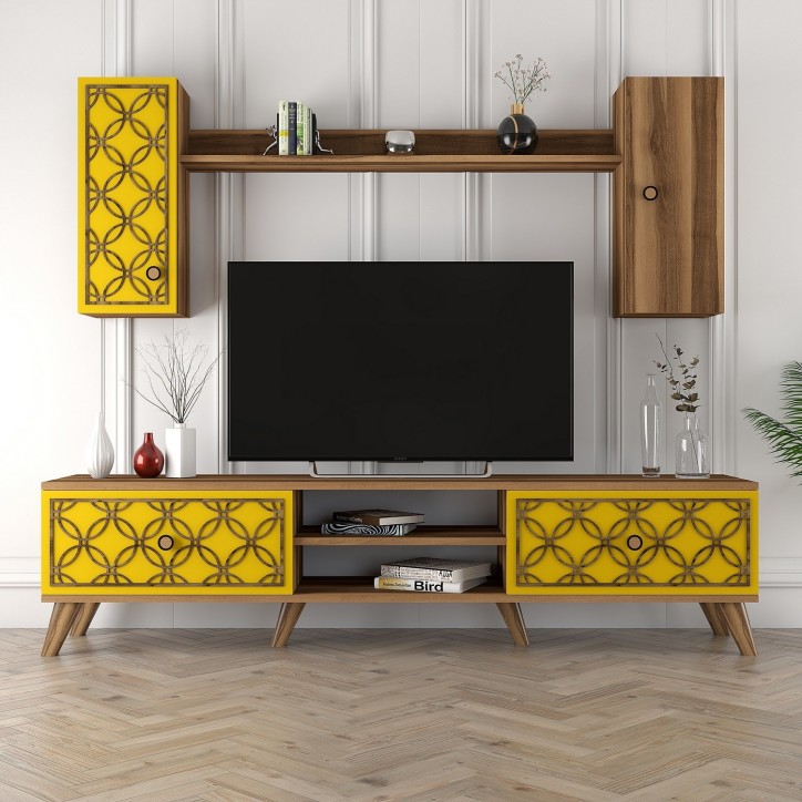 Mueble TV con estante Class S amarillo nogal