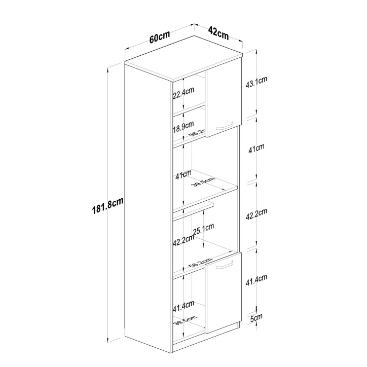 Mueble auxiliar F7-1798-blanco nogal