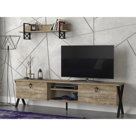 Mueble TV con estante Zath-Patik negro nogal