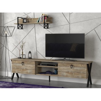 Mueble TV con estante Zath-Patik negro nogal - 804TRH3034