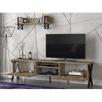 Mueble TV con estante Zath-Patik negro nogal - 804TRH3034