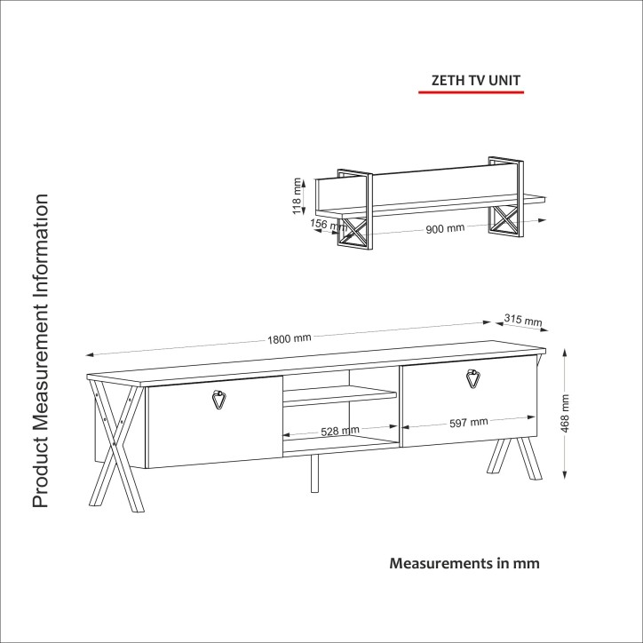 Mueble TV con estante Zath-Patik negro nogal