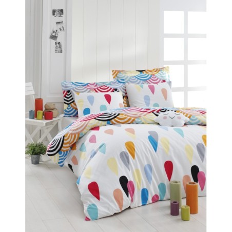 Juego ropa de cama doble Ranforce Vendula  blanco rojo amarillo verde azul