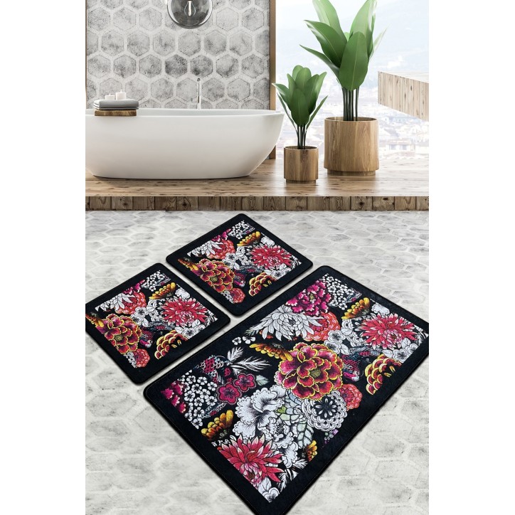 Alfombra de baño Set (3 piezas) Floreale Djt multicolor