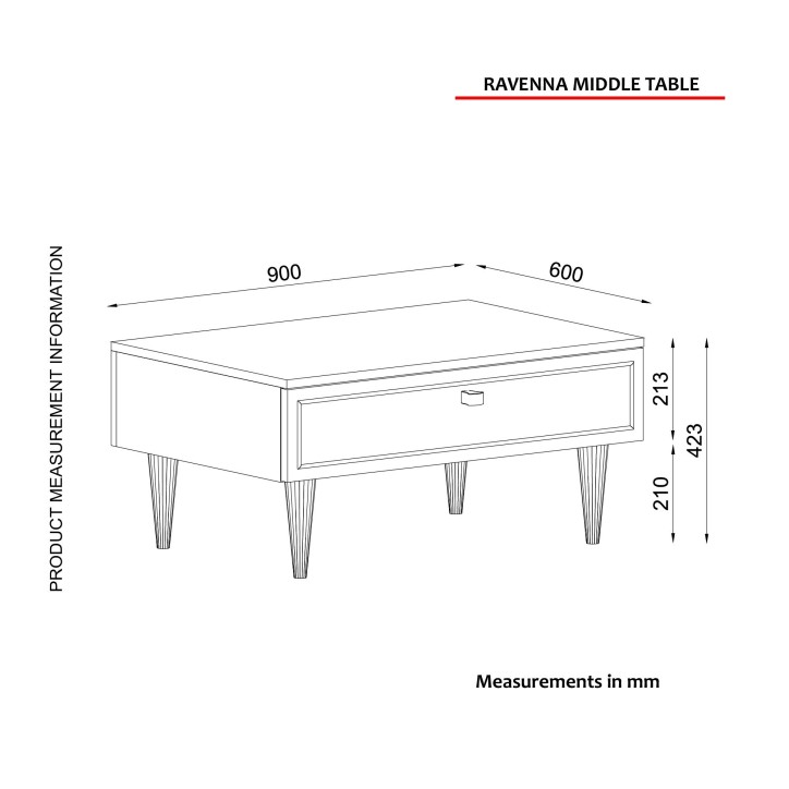 Mesa de centro Ravenna dorado blanco negro