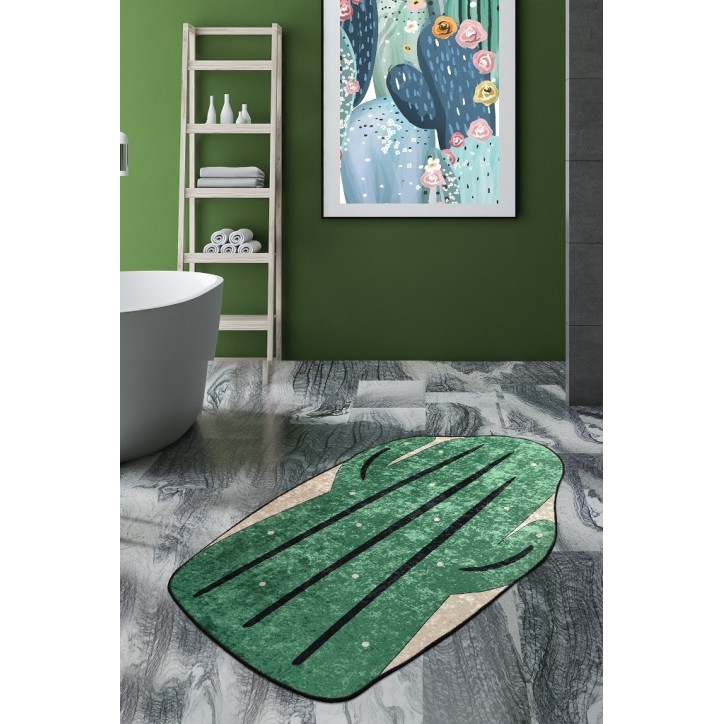 Alfombra de baño Big Cactus 80 x 120 beige negro verde