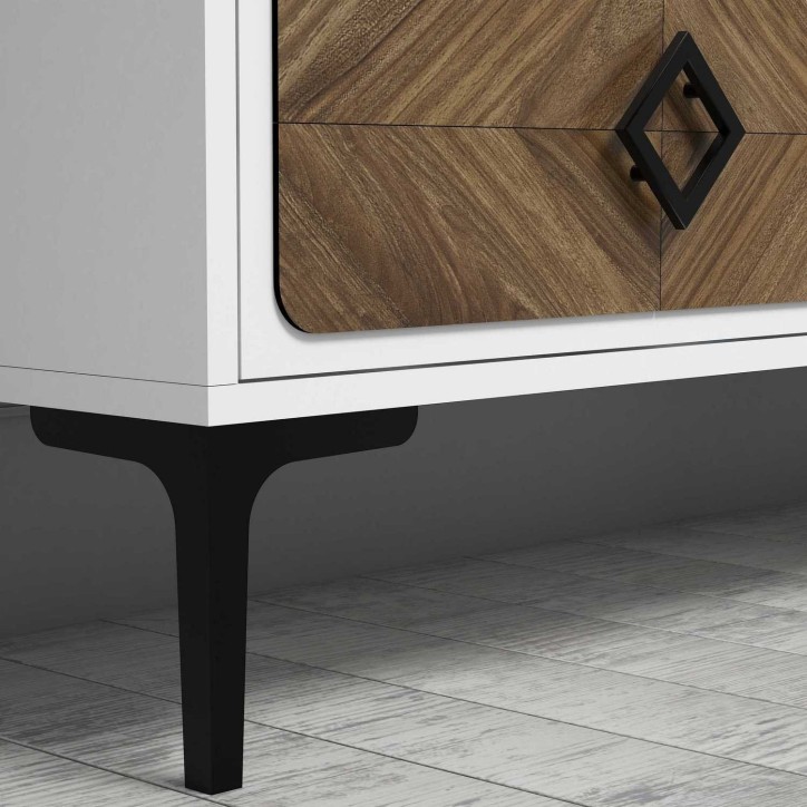 Mueble TV con estante Samba nogal blanco