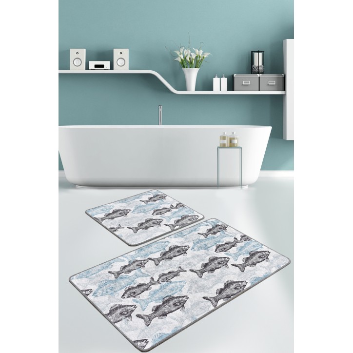 Alfombra de baño Set (2 piezas) Aqua Fish DJT multicolor