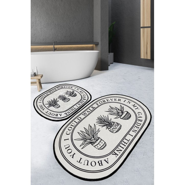 Alfombra de baño Set (2 piezas) Walk negro crema