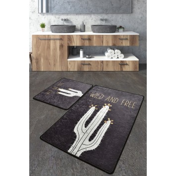 Alfombra de baño Set (2 piezas) Wild and Free DJT blanco negro