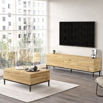 Conjunto de muebles de salón LV35-KL roble negro - 956LCS2512