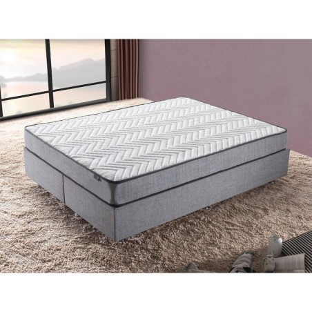 Cama doble colchón base y cabecero Silver-(150 x 200) gris