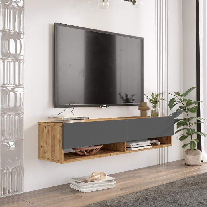 Mueble TV con estante FR11-AA pino atlántico antracita