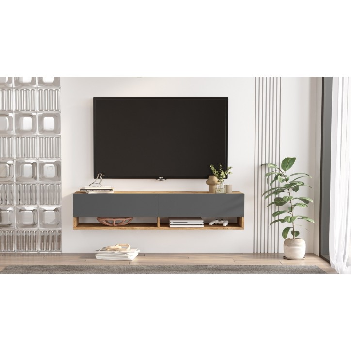 Mueble TV con estante FR11-AA pino atlántico antracita