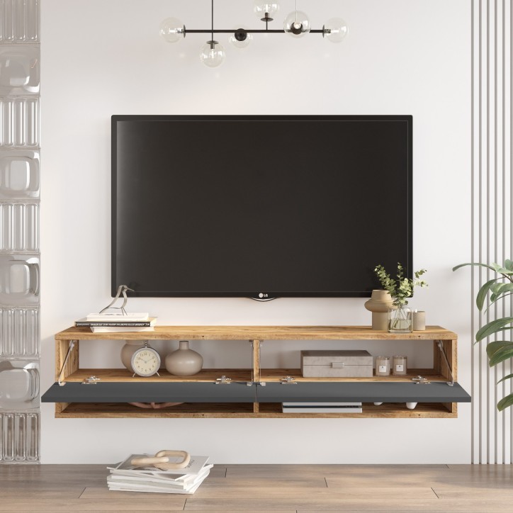 Mueble TV con estante FR11-AA pino atlántico antracita