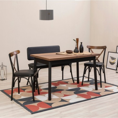 Set mesa comedor extensible y sillas (4 piezas) Oliver-V2 negro