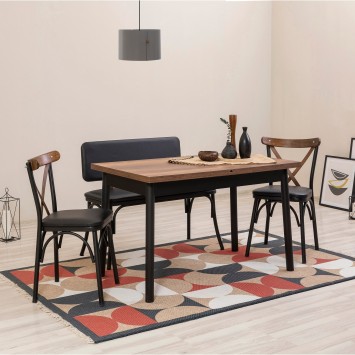 Set mesa comedor extensible y sillas (4 piezas) Oliver-V2 negro - 869VEL8163