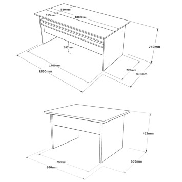 Conjunto de muebles de oficina VS6-CGA antracita gris marrón - 956LCS2128